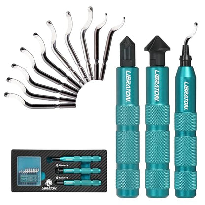 LIBRATON Deburring Tool 3d Printing, Countersink Chamfering Reamer Tool | 360 Degree Swivel Deburring Tool for Metal, Resin, PVC, Copper, Plastic, Wood, Deburring Tool 3d Printing with 10 HSS Blades