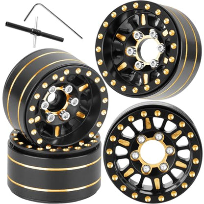 1.0 in Beadlock Wheels Rims for RC Crawler Car 1/18 TRX4M,1/24 SCX24,RC Brass 1.0 Beadlock Wheels Rim,7mm Hex Wheel Rims Brass Rings Deep Dish Rim,4pcs