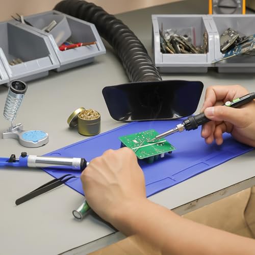 YIHUA 947-III 60W Soldering Iron Kit Adjustable Temperature with Sticky Holder, Tip Cleaner, Cleaning Sponge Power Switch, Operation Indicator, Portable Soldering Kit - style: Soldering Iron Kit (Analog)