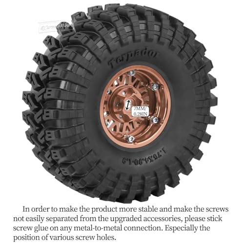 RC 1.9" Beadlock Wheel 1.9 Beadlock Tire for 1/10 SCX10 90046 AX103007 SCX10 II III TRX4 6 Gen7 8 RC Crawler,Alloy 1.9 rc Wheels and Tires Rubber Tires 1.9 Rims w/Wheels Ring,Brown - color: Brown(4pcs)
