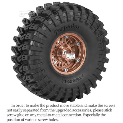 RC 1.9" Beadlock Wheel 1.9 Beadlock Tire for 1/10 SCX10 90046 AX103007 SCX10 II III TRX4 6 Gen7 8 RC Crawler,Alloy 1.9 rc Wheels and Tires Rubber Tires 1.9 Rims w/Wheels Ring,Brown - color: Brown(4pcs)