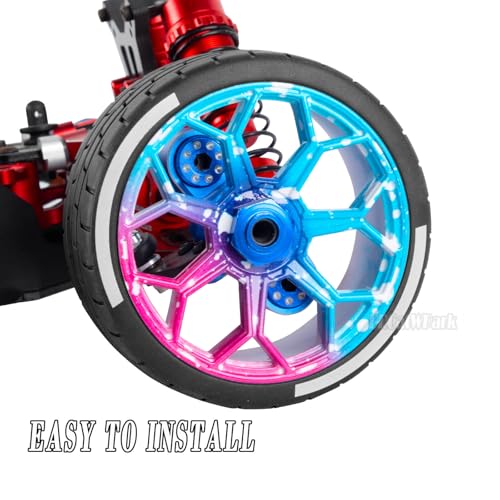 RC Highway Tires Wheel for 1/8 Typhon 6s BLX,1/7 Infraction 6S BLX,Limitless,4PCS RC Drift Tires Rubber RC Highway Wheel,Blue Pink - color: Blue Pink - (Highway Tires)