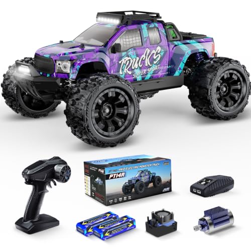 1/14 RC Cars 50 KPH 4WD Offroad Truck with 25W Fast Charger 3S Batter | 2845-3600kv Brushless Motor,11KG-CM Waterproof Servo,35A Brushless ESC,2.4GHz with anti-interference