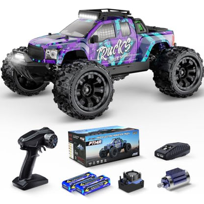 1/14 RC Cars 50 KPH 4WD Offroad Truck with 25W Fast Charger 3S Batter | 2845-3600kv Brushless Motor,11KG-CM Waterproof Servo,35A Brushless ESC,2.4GHz with anti-interference