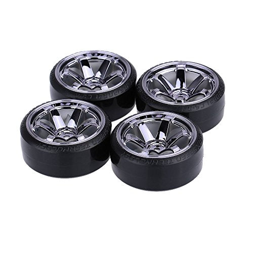 GoolRC 4PCS/Set 1/10 Drift Car Tires Hard Tyre Replacement for Traxxas HSP Tamiya HPI Kyosho On-Road Drifting Car (Titanium) - color: Titanium