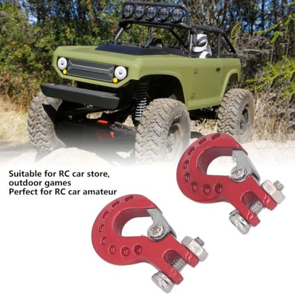 RC Car Tow Hook and Trailer Chain Set, Metal Recovery Style Scale Accessory for 1/10 RC Crawler SCX10 D90 D110 TF2 TRX4 - color: Red