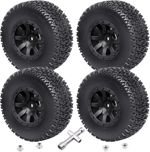 1/10 Short Course Truck Tires and Wheels for Traxxas Slash 4X4 BL-2S HSP Tamiya HPI Kyosho Losi Redcat Racing RC Model Car, Set of 4 (Style B) - style: Style B