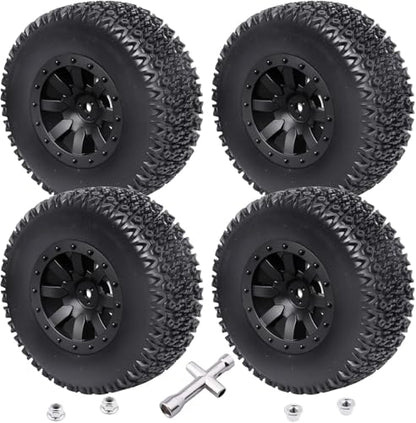 1/10 Short Course Truck Tires and Wheels for Traxxas Slash 4X4 BL-2S HSP Tamiya HPI Kyosho Losi Redcat Racing RC Model Car, Set of 4 (Style B) - style: Style B