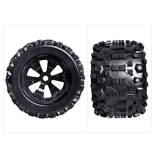 HobbyPark Pre-Glued 1/8 Truck Tires and Wheels 17mm Hex for Traxxas Maxx T-maxx E-Revo Revo 3.3 Arrma Kraton Notorious 6s Redcat Kaiju Shredder JLB Cheetah RC Monster(4-Pack)