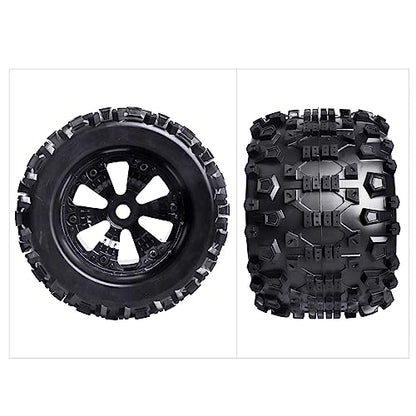 HobbyPark Pre-Glued 1/8 Truck Tires and Wheels 17mm Hex for Traxxas Maxx T-maxx E-Revo Revo 3.3 Arrma Kraton Notorious 6s Redcat Kaiju Shredder JLB Cheetah RC Monster(4-Pack)