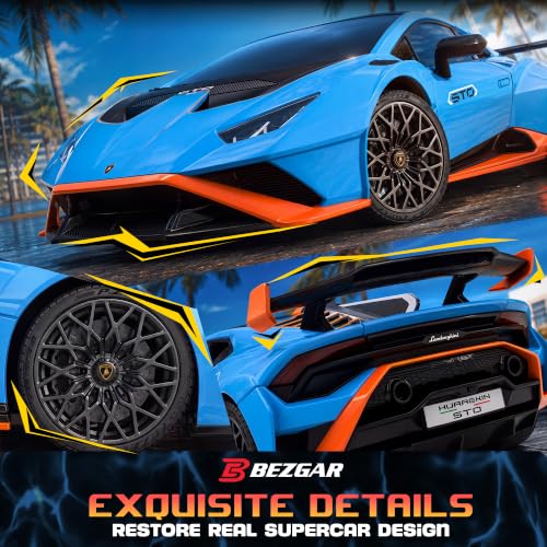 BEZGAR 1:24 Official Licensed Lamborghini Huracan STO Remote Control Car | Official Lamborghini Toy Car replica,2.4G stable signal,rubber racing tires,ideal gift toy for boys ages 4-7, 8-12 and adults - color: Lambo-1:24 Lambo Huracan Sto