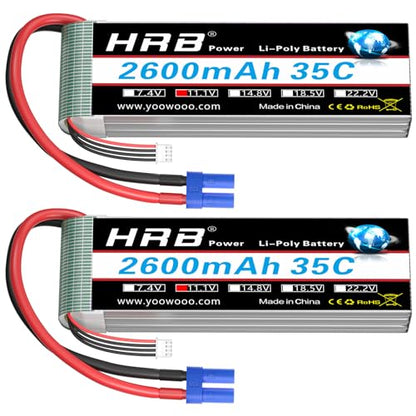 HRB 2PCS 3S 2600mAh Lipo Battery 11.1V 35C EC3 Compatible with RC Plane
