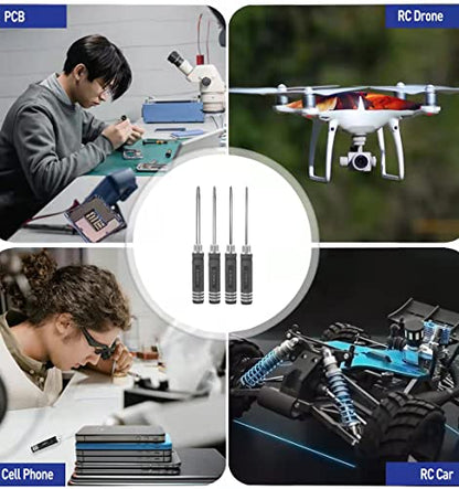Drone Tool kit - 4Pcs Phillips Screwdriver Steel Tool Set 3.0/4.0/5.0/6.0mm Mini Hand Tools for RC Model Helicopter Boat Cars