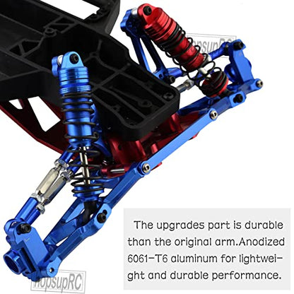 Front Rear Assembled Full Metal Shocks Upgrades Part for 1/10 Rustler/Stampede VXL 2WD,Alloy Suspension A Arm,Aluminum Caster Block & Steering Blocks & Rear Stub Axle Carriers,Blue - color: Red(Shock-arm-set3)
