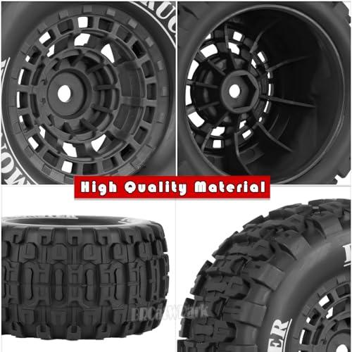 12mm Hex RC Wheel Tires for 1/16 Mini Maxx & Mini XRT,HSP 94186,E-Revo,L0 S1 1/18 Mini LMT RC Crawler Car Truck,RC Drift Wheels,Mini RC Truck Tires 4PCS,Black - color: Black - (12mm Hex Rc Wheel Tires)