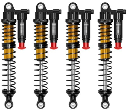 RC Shock Absorbers (4-Pack) - 110mm Aluminum Oil Dampers with Piggyback Reservoirs & Adjustable Damping for 1/10 SCX10 II III D90 Upgrade(4PCS Gold) - color: 4pcs Gold