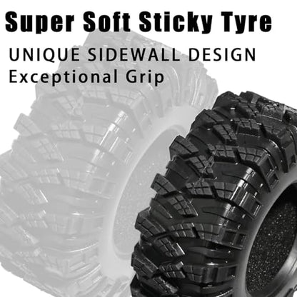 1.3 Tires for SCX24 & TRX4M 63.2 26.7mm RC Crawler Tires Upgrades with Foam Inserts Compatible with Traxxas Axial 1/18 1/24 Scale RC Cars Aggressive Mud Terrain Kraken Claw Design - size: 1.3-66mm-zst