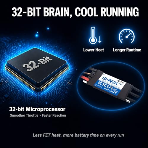 ZTW Shark G2 100A ESC 2-6S Built-in Swithcing BEC 5V/6V 8A Water-Cooling Bidirectional Waterproof Brushless Speed Controller for RC Boat Marine - size: 100A