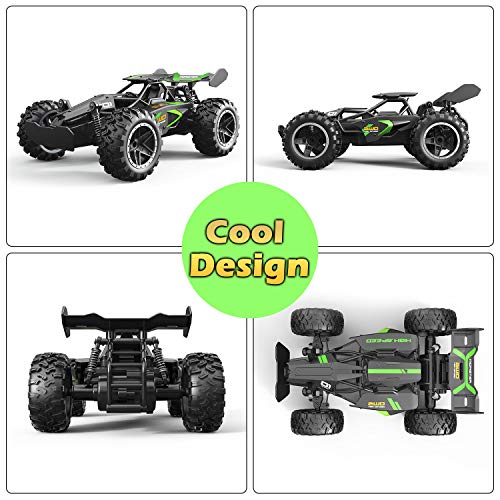 Remote Control Car, RC Cars for boys age 8-12, Toys Cars for boys age 4-7, 1:18 2.4Ghz Monster RC Truck Toys for Girls, Off Road RC Crawler Easter Basket Stuffers Gifts for Kids(Black green)