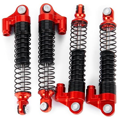 62mm Shocks kits 4pcs Adjustable Shock Absorber Damper for 1/18th TRX4-M TRX4M RC Crawler Car (Red) - color: Red
