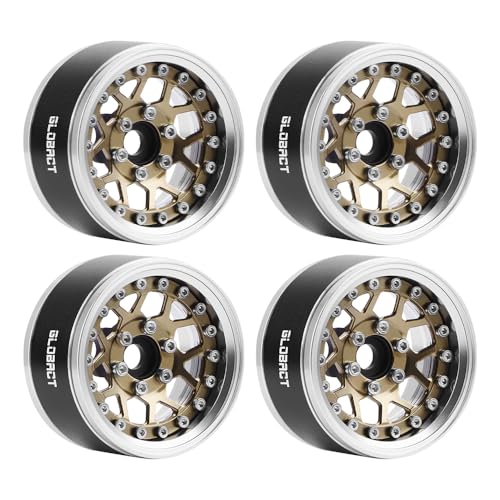 GLOBACT 1.9 Beadlock Wheel Rims for TRX4 TRX6 Axial SCX10 Redcat GEN7, BR | Aluminum RC Wheel Hub, Adjustable 4 Offsets, 1/10 RC Crawler Upgrade - color: Bronze