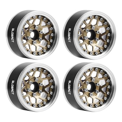 GLOBACT 1.9 Beadlock Wheel Rims for TRX4 TRX6 Axial SCX10 Redcat GEN7, BR | Aluminum RC Wheel Hub, Adjustable 4 Offsets, 1/10 RC Crawler Upgrade - color: Bronze