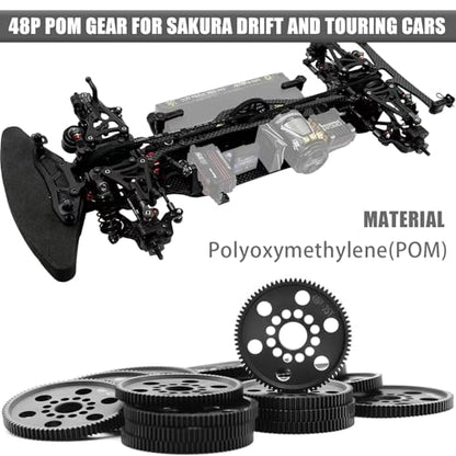 48P High-Precision Machined POM Spur Gear Set (76T 78T 80T 82T) - Ultra-Smooth Silent Lightweight Spur Gear for 3RACING Sakura RC Drift/Touring 1/10 Cars - size: 76-78-80-82T