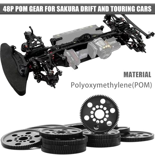 48P High-Precision Machined POM Spur Gear Set (76T 78T 80T 82T) - Ultra-Smooth Silent Lightweight Spur Gear for 3RACING Sakura RC Drift/Touring 1/10 Cars - size: 76-78-80-82T