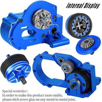 Metal Transmission Complete Upgrades Part for 1/10 Slash/Rustler/Stampede/Bandit 2WD(VXL),Gearbox Case w/76T 83T 86T 90T Gear,Diff,Slipper Clutch & Rebuild Kit,Pressure Plate,Navy Blue - color: Navy Blue(1set)