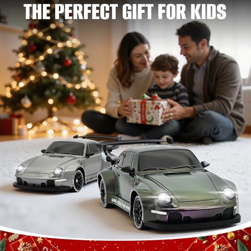 RC Drift Car,1:24 Scale Remote Control Car, 2.4GHz 20KM/H 4WD High Speed RC Cars for Kids with LED Light, Two Batteries,Drifting Tires,Racing Vehicle Toy for Adults Boys Girls Purple - color: Purple