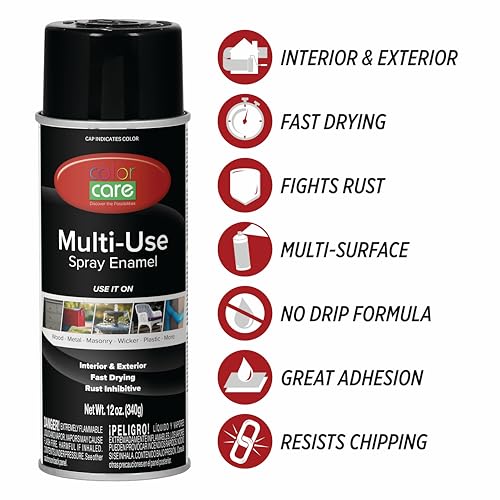 Spray Paint, 12 oz, 4-Pack (Gloss Black) – All-Purpose, Indoor & Outdoor, Rust Resistant, for Wood, Metal, Plastic & Masonry - color: Gloss Black
