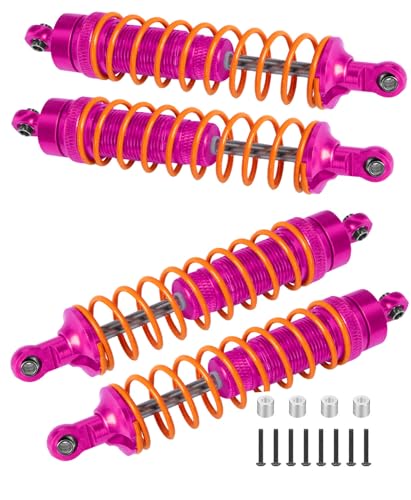 4PCS All Aluminum Front Rear RC Shocks Upgrade Parts for 1/10 Slash 4x4 Rustler 4X4 Stampede 4X4 Hoss 4X4, ARRCat Big Bore RC Shock Absorber Hops up,Replace 5862,Rose/Pink - color: Rose (Upgrades to Prevent oil leakage)