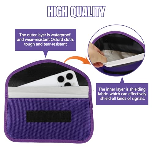 2PCS Faraday Bag for Phones and Car Keys, Keyless Entry RFID Signal Blocking Bag Key Fob Protector, Anti-Theft Faraday Pouch for Cell Phone Privacy Protection, Signal Shielding (Purple) - color: Purple