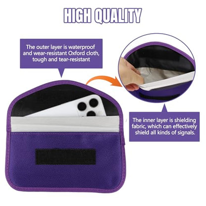2PCS Faraday Bag for Phones and Car Keys, Keyless Entry RFID Signal Blocking Bag Key Fob Protector, Anti-Theft Faraday Pouch for Cell Phone Privacy Protection, Signal Shielding (Purple) - color: Purple