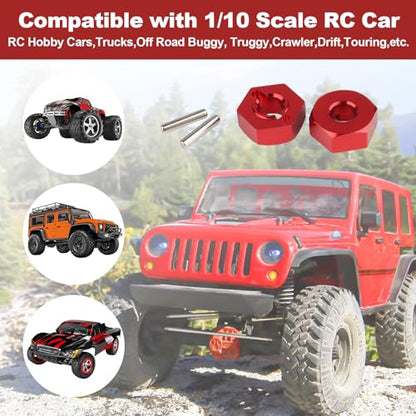 HobbyPark Aluminum 12mm Wheel Hex Nuts & M4 Lock Nuts for 1/10 Scale RC Car Truck Crawler Buggy Short Course(8-Pack) (Red)