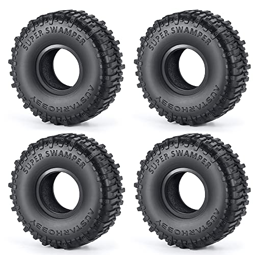 4PCS Rubber Micro 1" RC Wheel Tires 62mm for All 1/24th Axial SCX24 Deadbolt,C10,JLU CRC,Bronco RC Crawler Truck Car - color: A Style