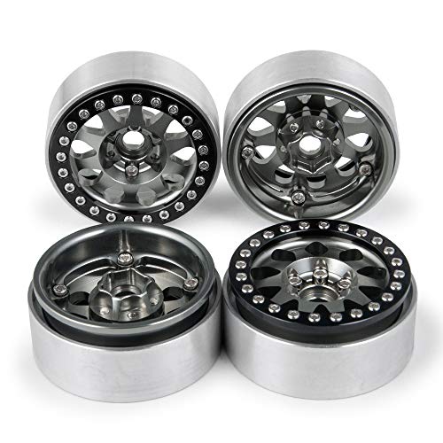 RCLIONS 4pcs 1.9 Beadlock RC Aluminum Wheels Rims for TRX4,AXAIL SCX10 III AXI03007,SCX10 II 1/10th Scale RC Crawler Car Upgrade Parts