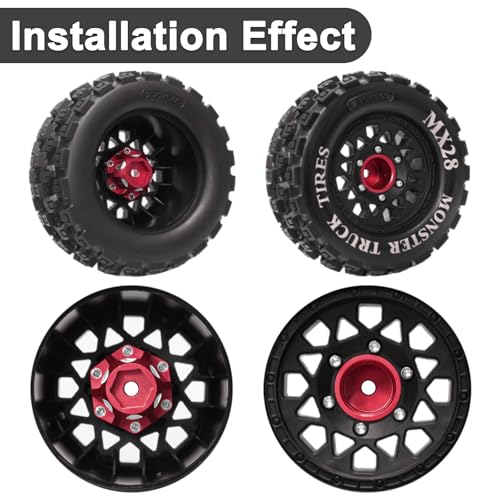 LRFHL 1/10 6x30 to 14mm Hex Adapters for 1/10 Proline Arrma Senton Granite | 20mm Thickness, Aluminum Wheel Hex Hub Adapter Upgrade Parts, Red - color: Red 14mm