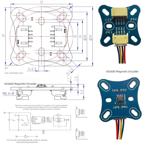 2804 Brushless Outrunner Hollow Shaft DC Motor Kit with AS5600 Magnetic Encoder & SimpleFOC Mini Driver Board for Gimbal Drones