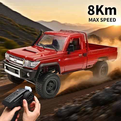 RZAPE RC Rock Crawler 1/12 RC Crawler Off Road RC Truck 4x4 with 2.4GHz Remote Control 280 Brushed Motor All Terrain Rremote Control Truck RTR Proportional Throttle Steering MN-82（Red） - color: Red