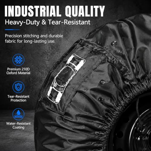 Car Tire Cover, 31" Diameter Spare Car Tire Protector Storage Bag, Dustproof Heavy Duty Spare Tire Holder for 19-23 inch Wheels, Durable Car Tire Storage, Universal for Most Cars (Black)
