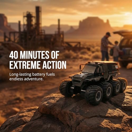KB KAIBO 1:12 Large Amphibious Remote Control Car Monster Truck - 8WD All Terrain Waterproof RC Toy for Kids, 7.4V High-Speed Remote Control Car for Boys Girls Ages 6-12, Perfect Birthday Gifts -Black - color: Black