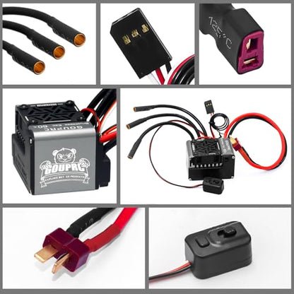 GOUPRC 60A Brushless RC ESC 2-3S Waterproof Electric Speed Controller with Programming Card for 1/10 Scale Accessories RC Truck Off-Road Car