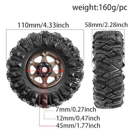 STMU Negative Offset 10.4mm 1.9 Beadlock Wheel Rims Aluminum and 1.9 RC Crawler Tires 4.33 Inch OD Foam Inserts for Traxxas TRX4 Axial SCX10 SCX10 II III RBX10 Redcat Gen 8 (Brown) - color: Brown