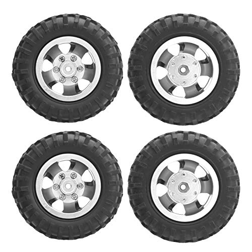 Alomejor RC Wheels, Lightweight Aluminum Alloy Hub Rubber Tires 55mm, RC Tires for Off-Road Racing Daily Use Hobbyists Outdoor Adventures