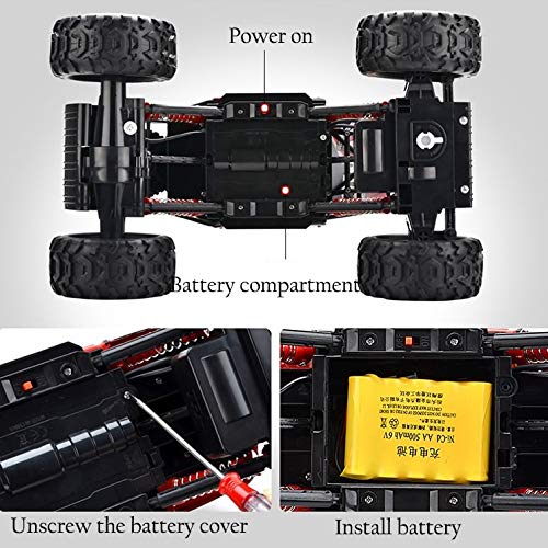2.4Ghz Double Sided Rotating Remote Control Cars High Speed Racing Truck 360° Spins and Flips 180° Swing Off Road Vehicle for Adults with LED Lights RC Stunt Car (Color : Yellow) (Red) - color: Red