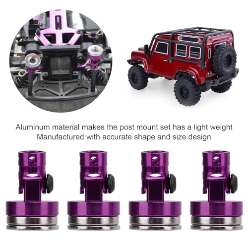 HERCHR 4Pcs RC Magnetic Body Post, Alloy Magnetic Body Post Mount, RC Car Magnetic Shell Post Body for 1/8 1/10 Remote Control Vehicle Invisible Body Shell Mount for SCX10 RC Car 4 Pack(Purple) - color: Purple