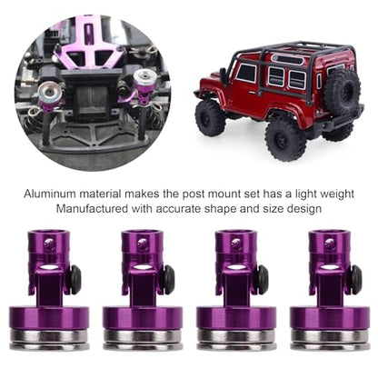 HERCHR 4Pcs RC Magnetic Body Post, Alloy Magnetic Body Post Mount, RC Car Magnetic Shell Post Body for 1/8 1/10 Remote Control Vehicle Invisible Body Shell Mount for SCX10 RC Car 4 Pack(Purple) - color: Purple