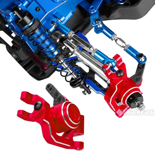 RC Aluminum Caster Block,Steering Blocks,Rear Stub Axle Carriers w/Bearings Upgrades Part for 1/10 Senton/Granite/BigRock/Vorteks/Typhon 3S Blx 4X4 Mega 550,Red
