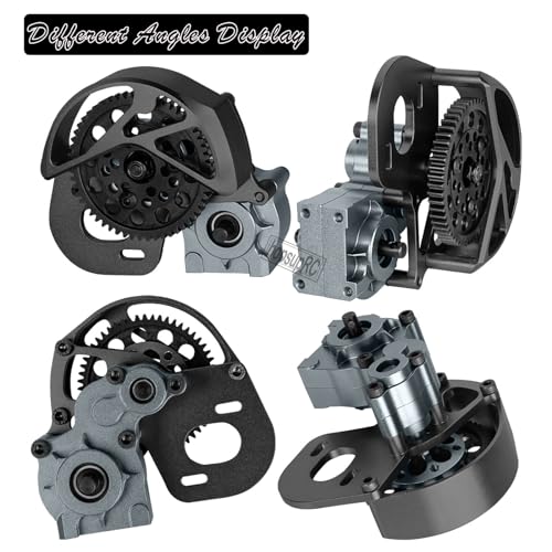 Aluminum Transmission Gearbox Upgrades Part for 1/10 SCX10, SCX10 II 90046,90047,Wraith,AX10 RC Crawler Truck,Center Transmission Gearbox Hops up,Black with Titanium - color: Black With Titanium(for 1/10 Axial)